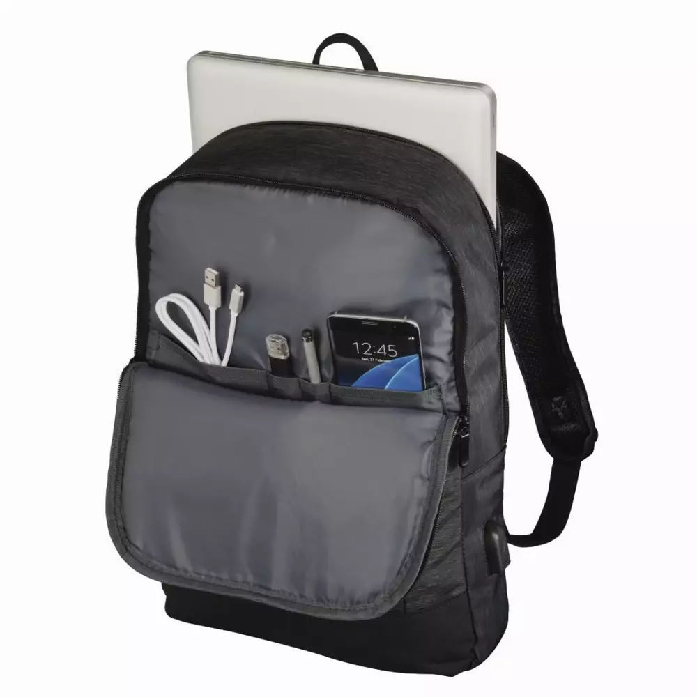 Раница за лаптоп HAMA Manchester, До 40 см (15.6"), С изведен USB порт, Черен