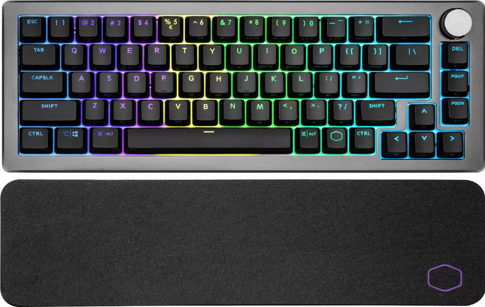 Геймърска Механична Клавиатура Cooler Master CK721, TTC Brown Switches, US Layout, Wireless 65%, RGB, Space Gray