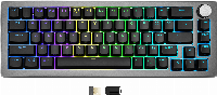 Геймърска Механична Клавиатура Cooler Master CK721, TTC Brown Switches, US Layout, Wireless 65%, RGB, Space Gray