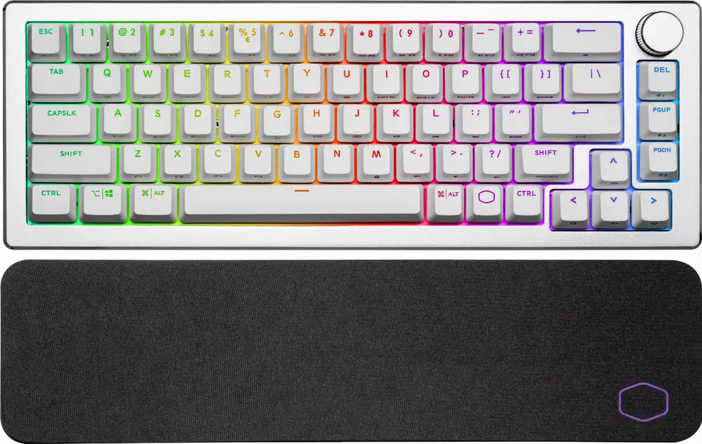Gaming Μηχανικό Πληκτρολόγιο Cooler Master CK721, TTC Brown Switches, US Layout, Wireless 65%, RGB, Silver White
