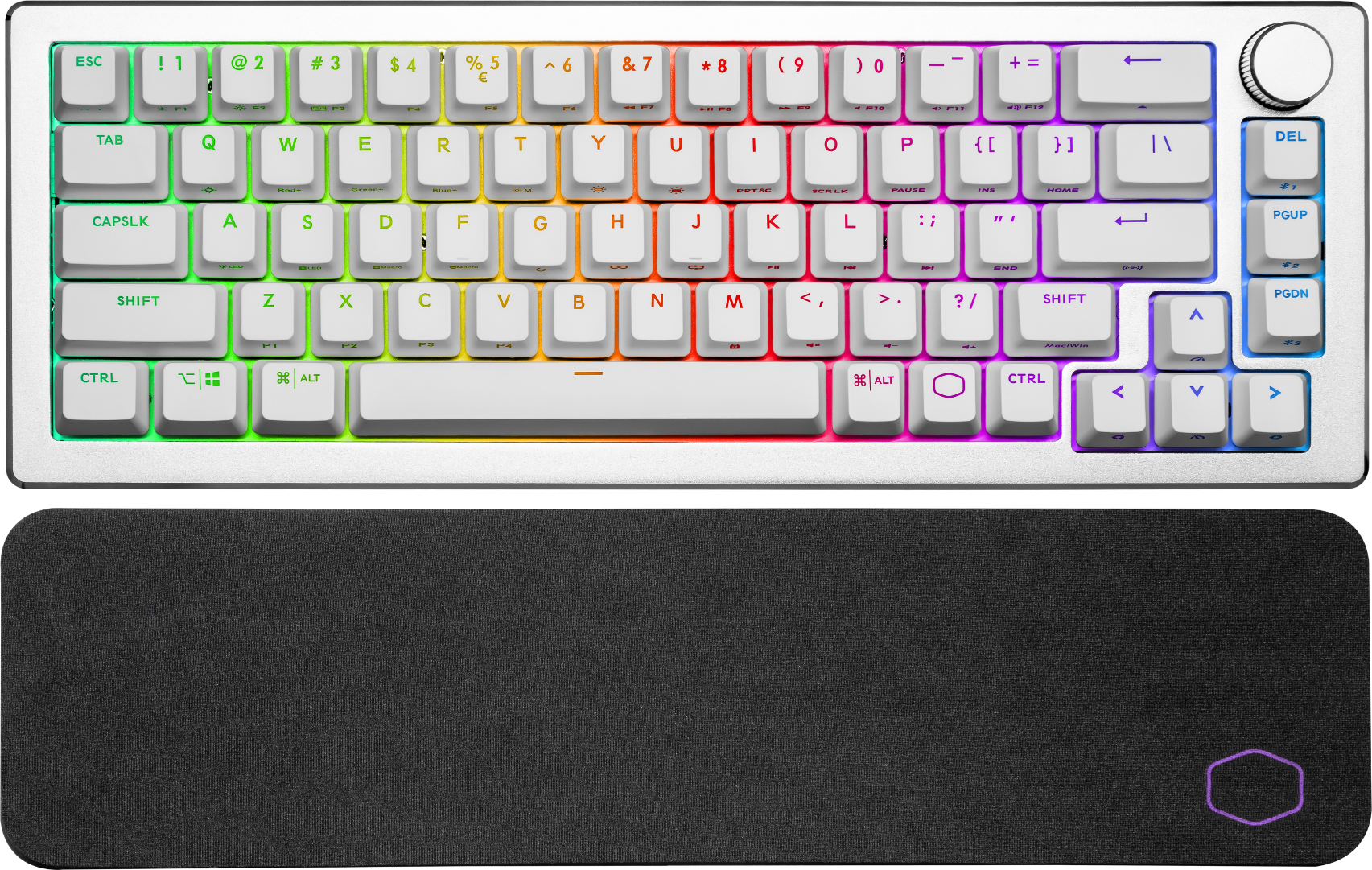 Gaming Μηχανικό Πληκτρολόγιο Cooler Master CK721, TTC Brown Switches, US Layout, Wireless 65%, RGB, Silver White