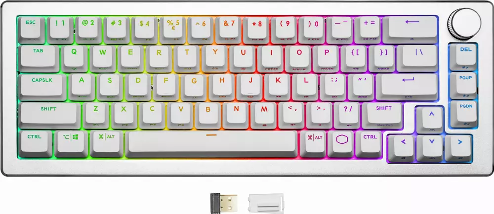 Gaming Μηχανικό Πληκτρολόγιο Cooler Master CK721, TTC Brown Switches, US Layout, Wireless 65%, RGB, Silver White