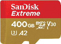 Карта памет SANDISK Extreme microSDXC, 400GB, 160MB/s, Class 10, A2, V30 UHS-I, U3, SD Adapter