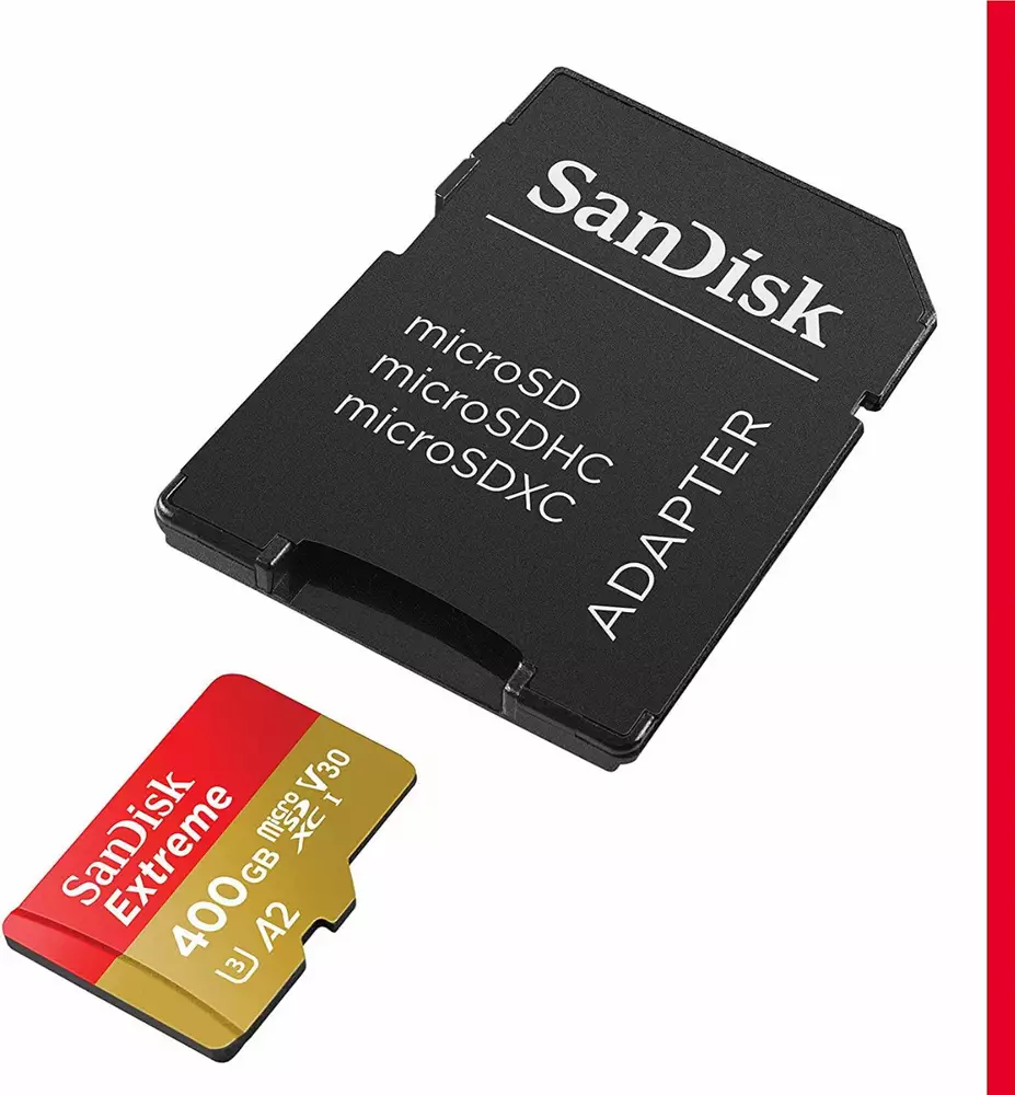 Карта памет SANDISK Extreme microSDXC, 400GB, 160MB/s, Class 10, A2, V30 UHS-I, U3, SD Adapter