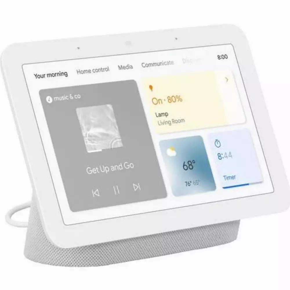 Смарт тонколона Google Nest Hub 2nd gen, Сензорен екран, Гласов асистент, Бял
