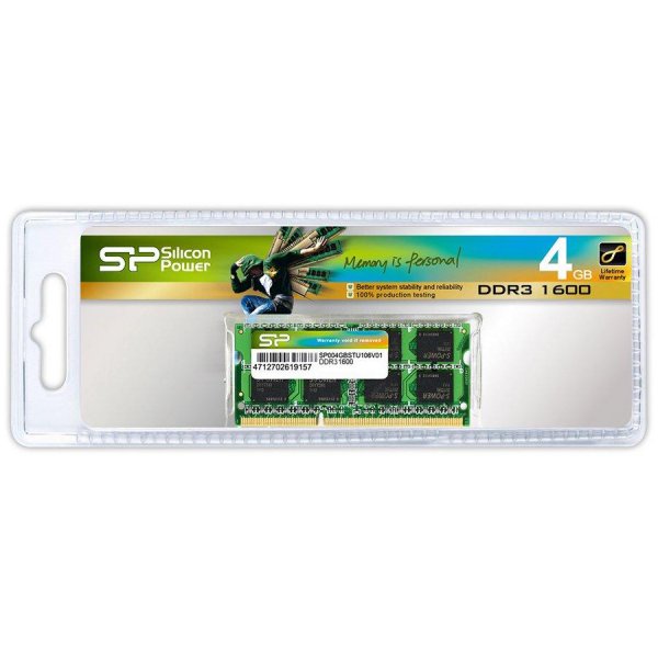 Памет Silicon Power 4GB DDR3 1600MHz SODIMM CL11 - SP004GBSTU160N02