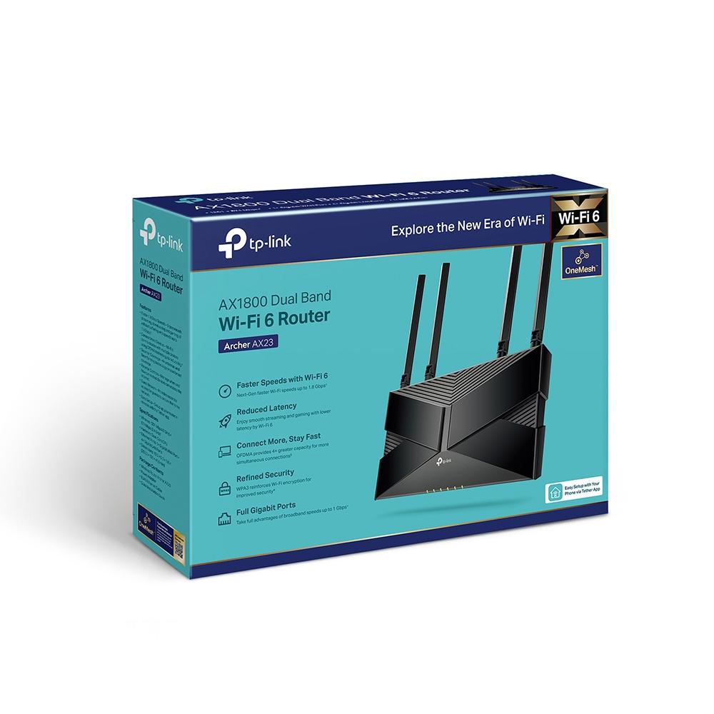 TP-Link Archer AX23 AX1800 WiFi6 Wireless Router, 2.4/5 GHz, 574 - 1201 Mbps, 10/100/1000