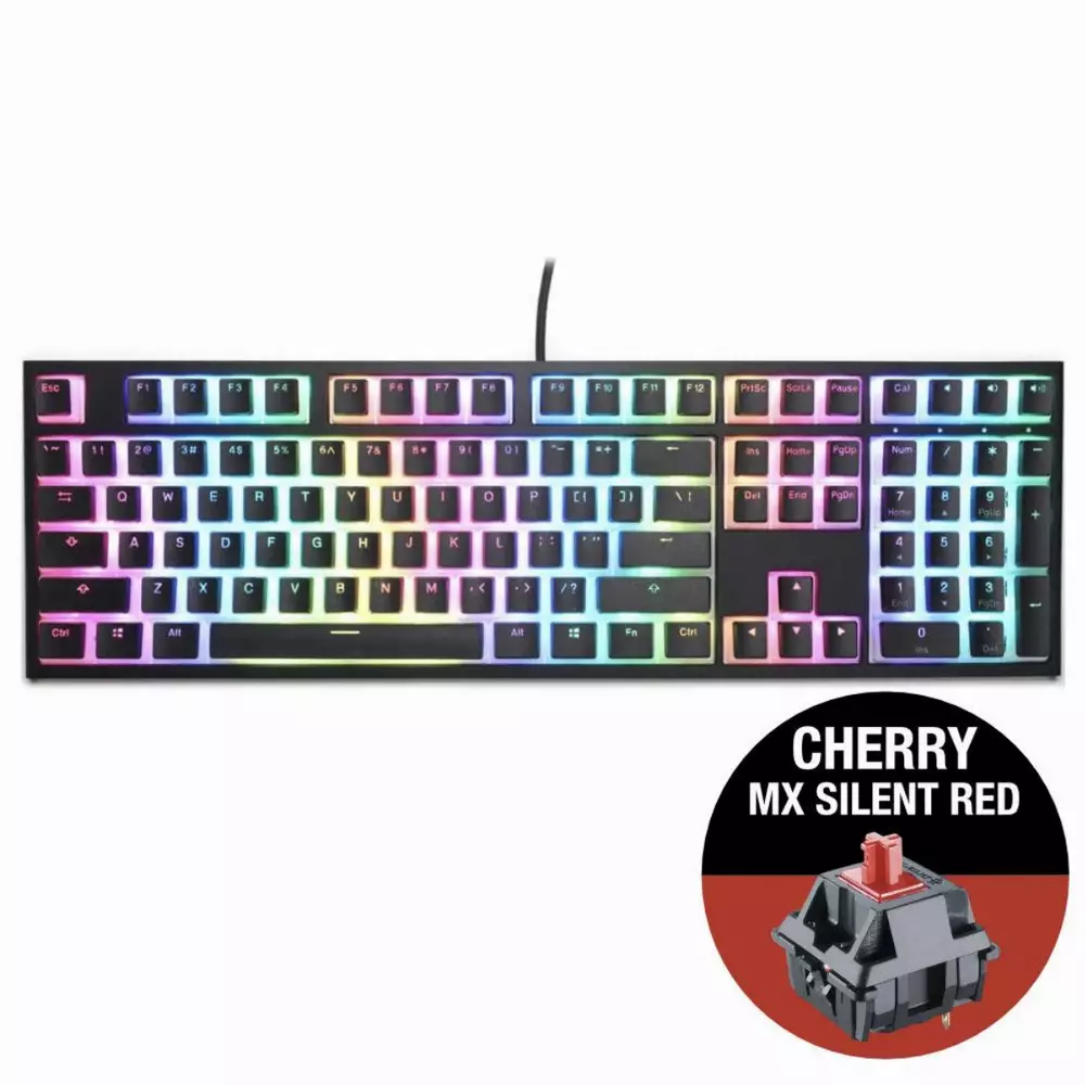 Геймърскa клавиатура Ducky One 2 Pudding RGB Cherry MX Silent Red