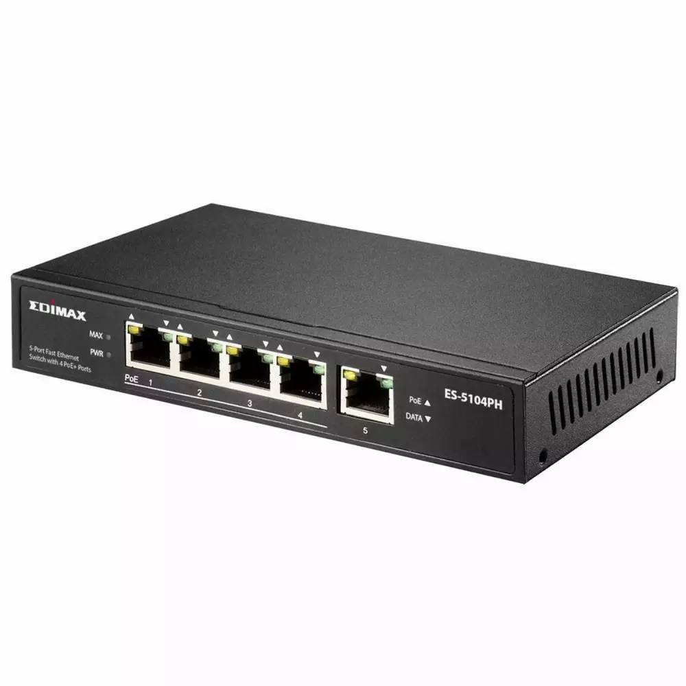 Суич Edimax ES-5104PH, 5 порта, 4 PoE+ Ports