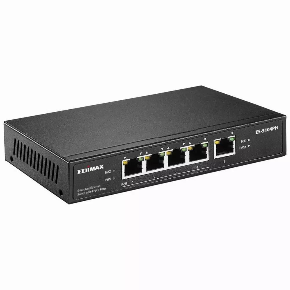 Суич Edimax ES-5104PH, 5 порта, 4 PoE+ Ports