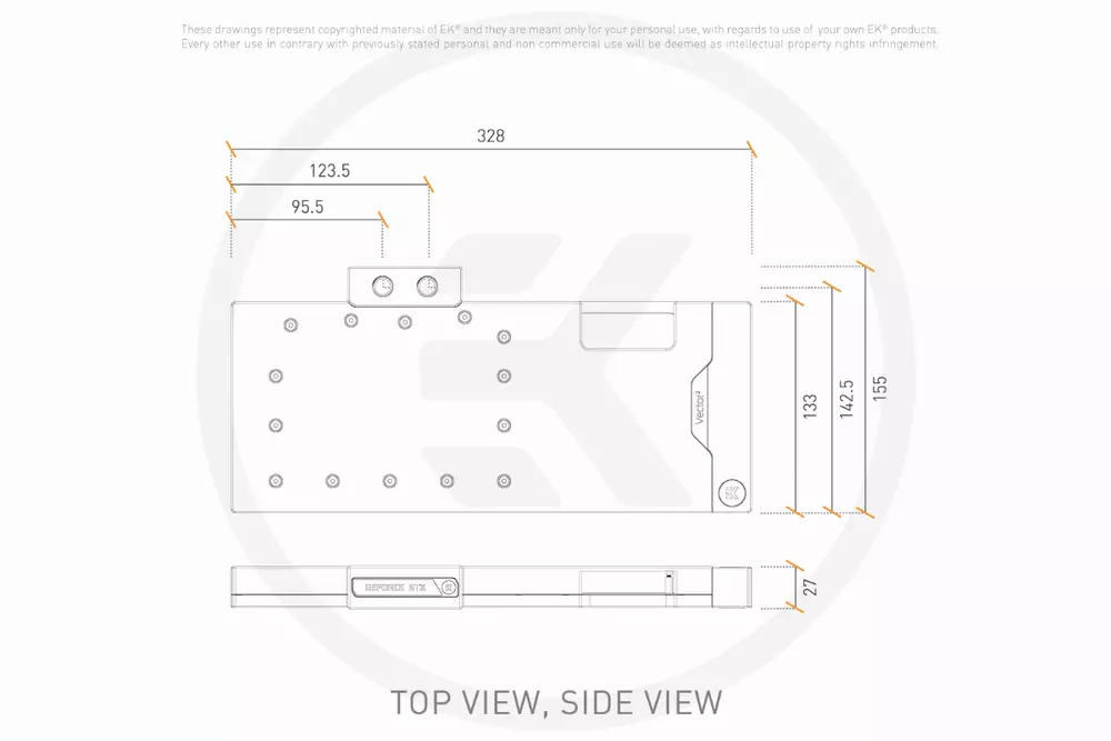 Воден блок за видео карта EK-Quantum Vector FTW3 RTX 3080/90 D-RGB - Nickel + Plexi + Backplate