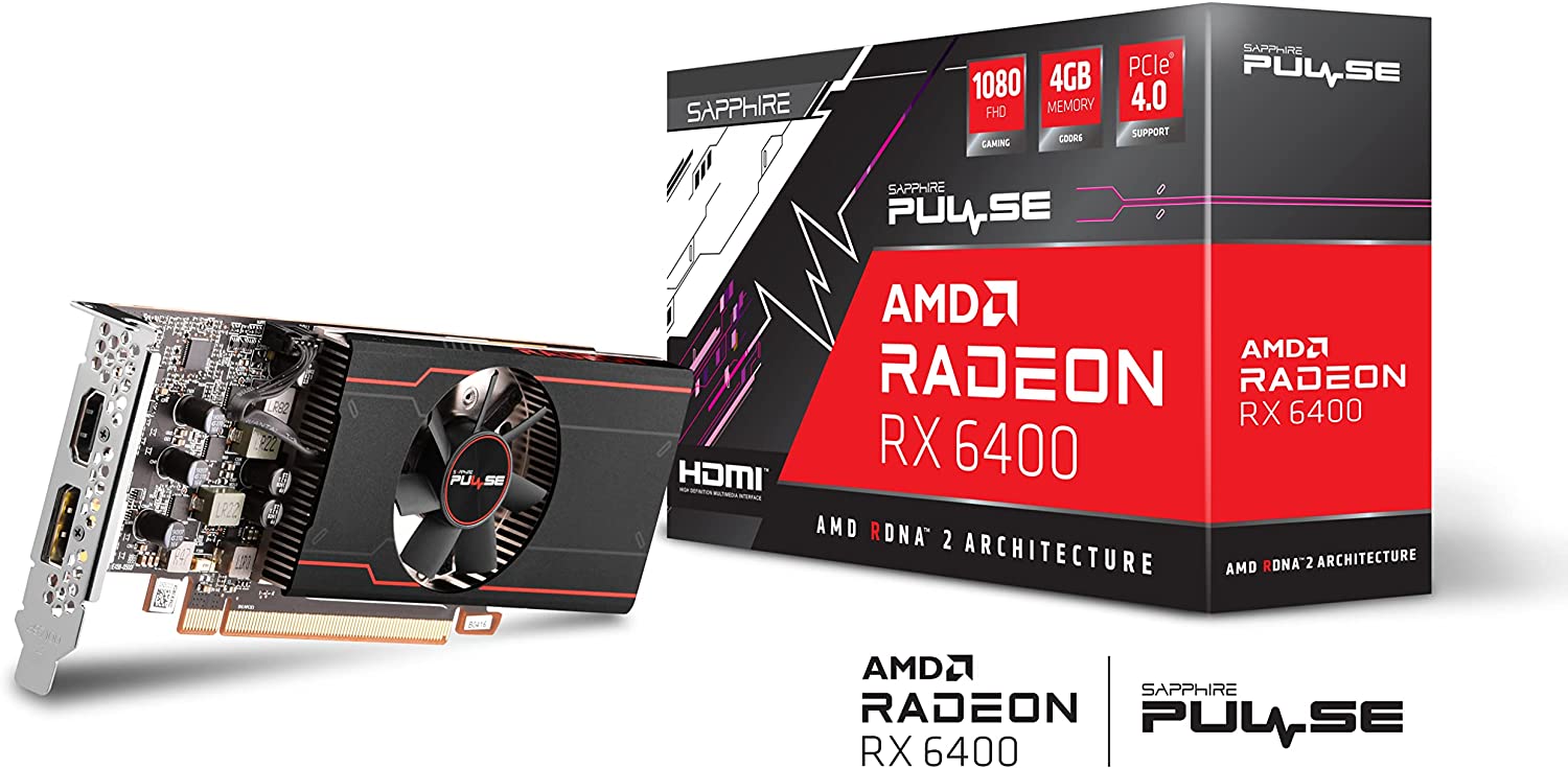 Видео карта Sapphire Pulse AMD Radeon RX 6400 GAMING 4GB GDDR6 Low Profile