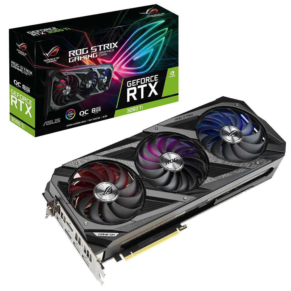 Видео карта ASUS ROG Strix GeForce RTX 3060 Ti V2 OC Edition 8GB GDDR6 LHR - 90YV0G03-M0NA00