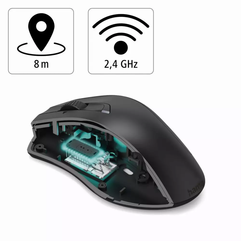 Безжична оптична мишка HAMA MW-800, 600-3200 dpi, 7 бутона, Черен