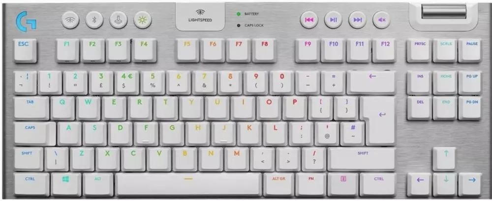 Геймърска механична клавиатура Logitech G915 TKL Tenkeyless LIGHTSPEED Wireless RGB White - 920-009664