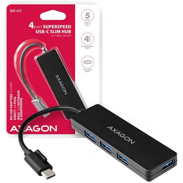 USB хъб AXAGON HUE-G1C SUPERSPEED USB-C SLIM HUB