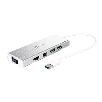 6-портов хъб j5create Mini Dock JUD380, USB 3.0, Gigabit Ethernet, HDMI, VGA, USB-B, Бял