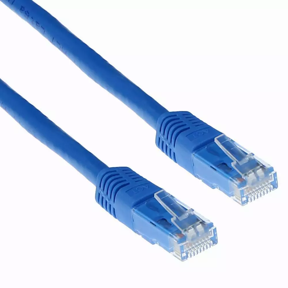 Мрежов пач кабел ACT U/UTP, CAT 6, RJ-45 - RJ-45, 1.5 m, Медни проводници, Син, Булк опаковка