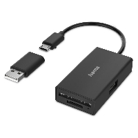 Четец за карти HAMA USB OTG Hub, USB 2.0 Type-A, SD, microSD, USB-A адаптер