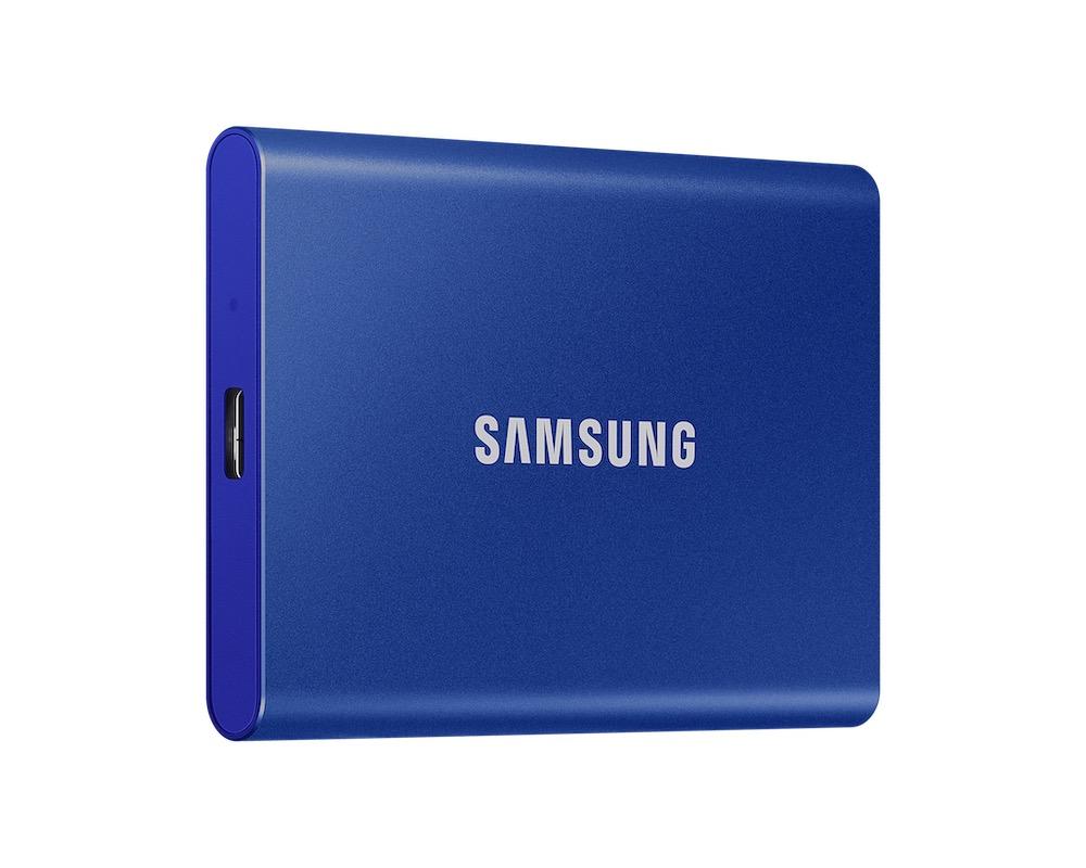 Външен SSD Samsung T7 Indigo Blue 1TB NVMe USB-C Blue