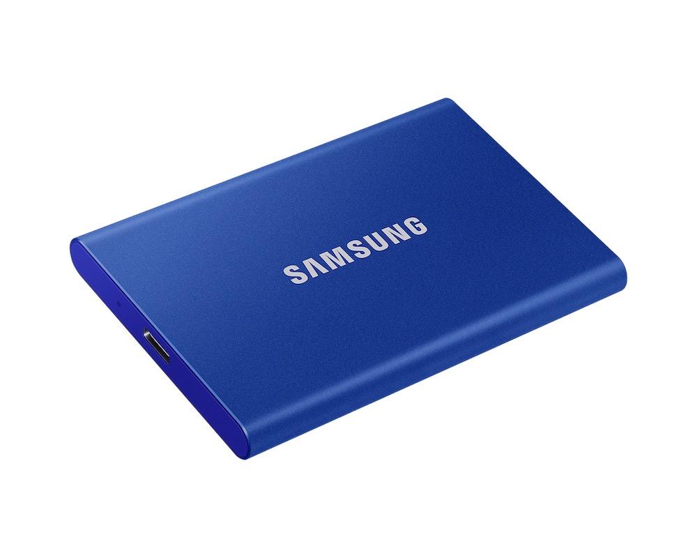 Външен SSD Samsung T7 Indigo Blue 1TB NVMe USB-C Blue