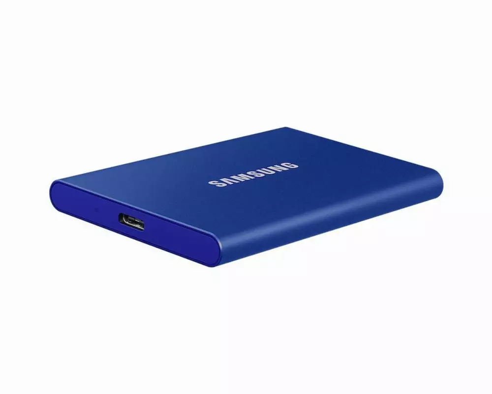 Външен SSD Samsung T7 Indigo Blue 1TB NVMe USB-C Blue
