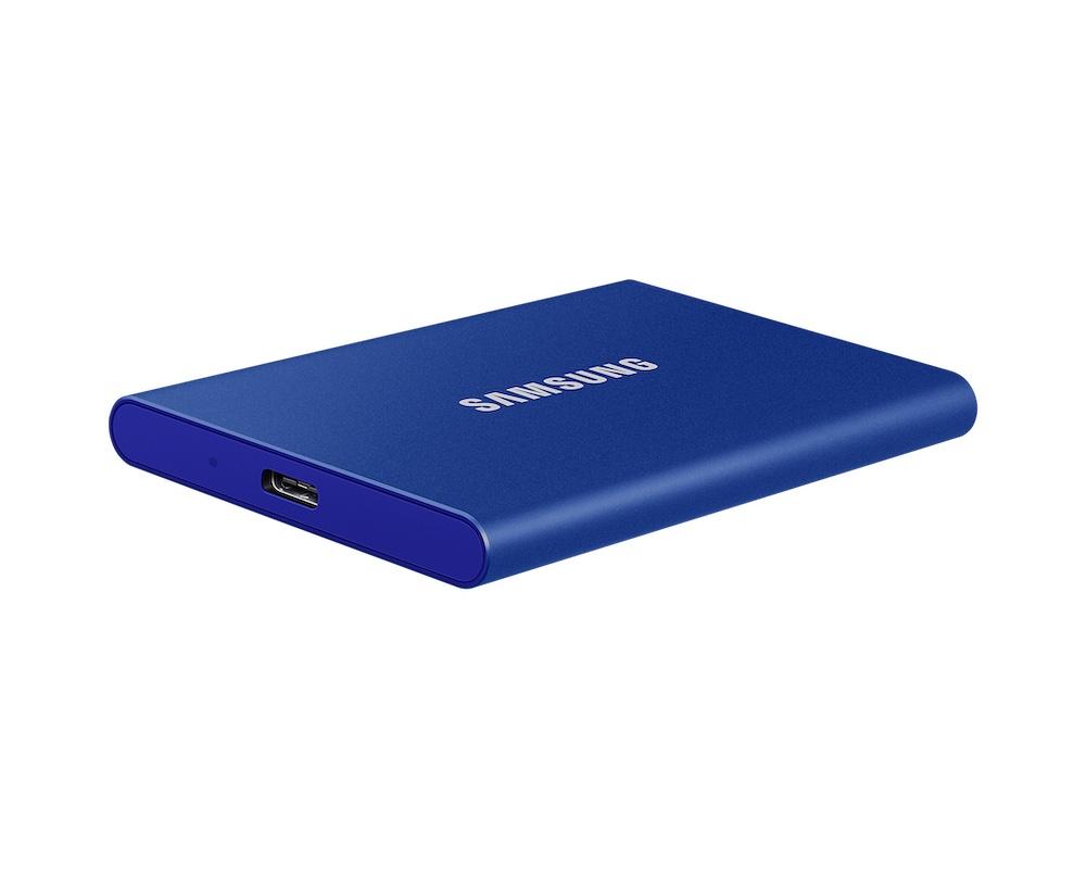 Външен SSD Samsung T7 Indigo Blue 1TB NVMe USB-C Blue