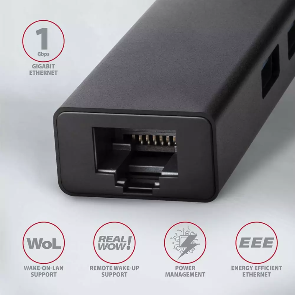 USB хъб Axagon HMC-GL3A + Gigabit LAN