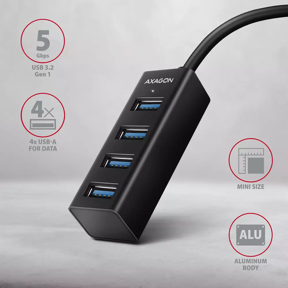 USB хъб Axagon HUE-M1AL Superspeed USB-A Mini