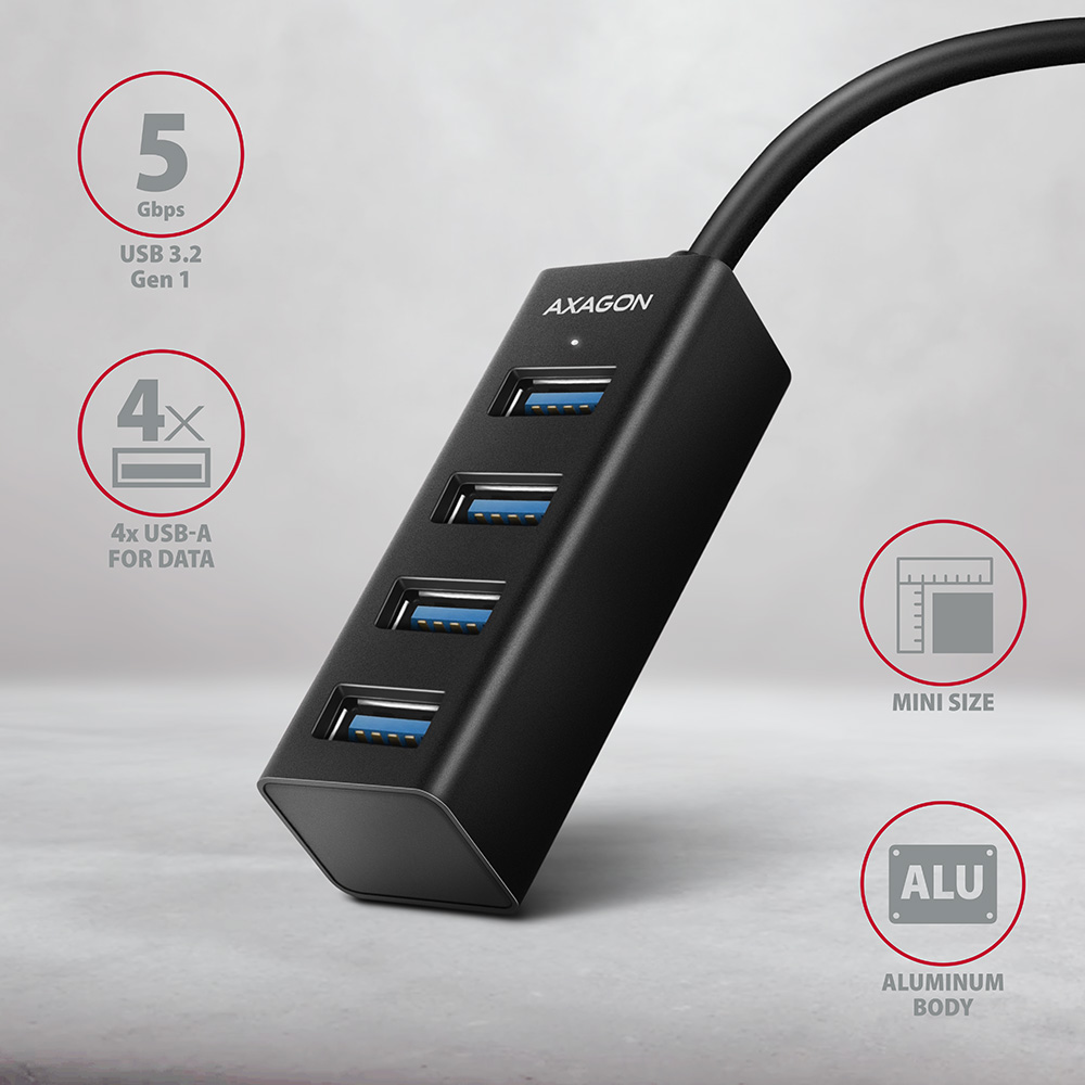 USB хъб Axagon HUE-M1AL Superspeed USB-A Mini