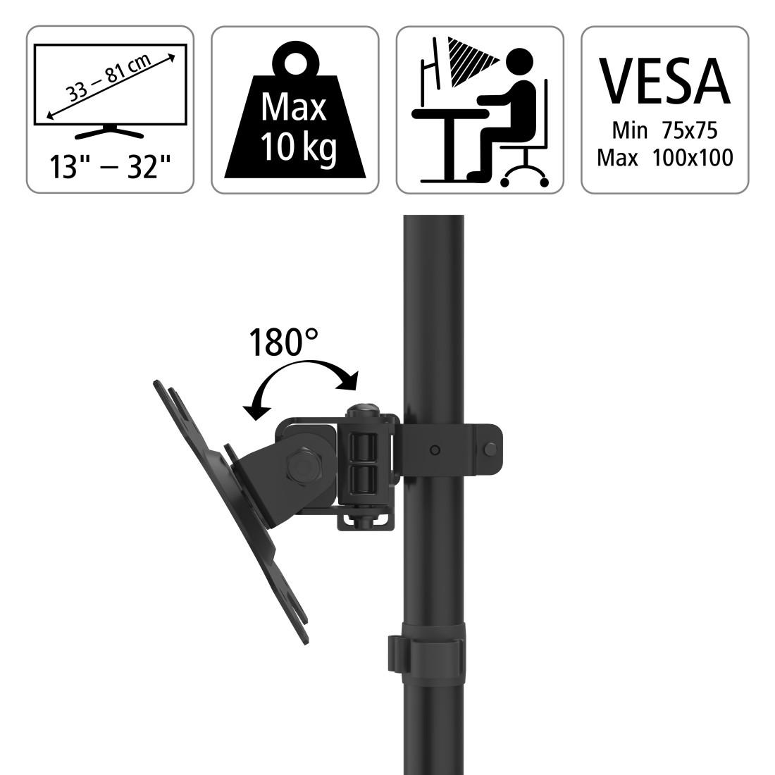 Suport pentru monitor de birou HAMA Reglabil, 13" - 32", 10 kg, Swivel/Tilt, Negru