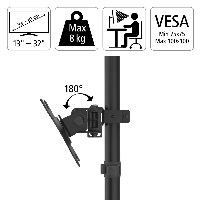 Стойка за 2 монитора за бюро HAMA Регулируема, 13" - 32", 8 кг, Swivel/Tilt, Черен