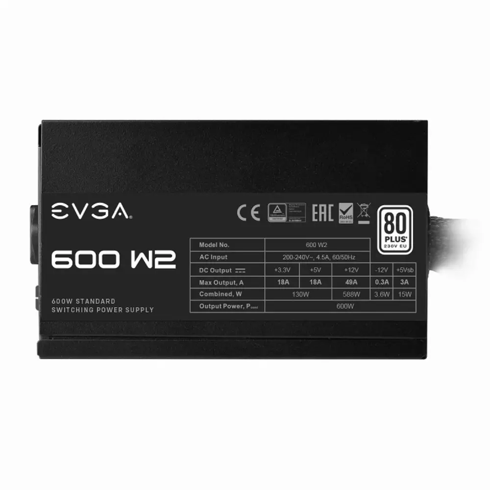Захранване EVGA 600 W2 (600W) 80 Plus White - 100-W2-0600-K2