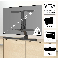 Стойка за TV HAMA Design, Регулируема, До 165 cm (65"), 40 кг, Черен