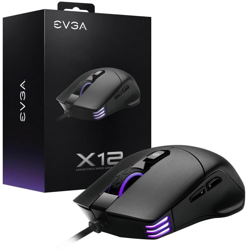 Геймърска мишка EVGA X12 Gaming Mouse 8k Wired Black - 905-W1-12BK-K3