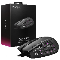 Геймърска мишка EVGA X15 MMO Gaming Mouse 8k Optical Wired Black - 904-W1-15BK-K3