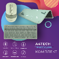 Комплект A4Tech FStyler безжична Bluetooth клавиатура с безжична мишка и пад, Matcha Green
