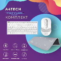 Комплект A4Tech FStyler безжична Bluetooth клавиатура с безжична мишка и пад, Grayish White