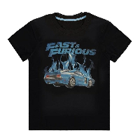 Тениска Bioworld Difuzed Universal, Fast & Furious - Blue Flames, Мъжка, XL, Черен