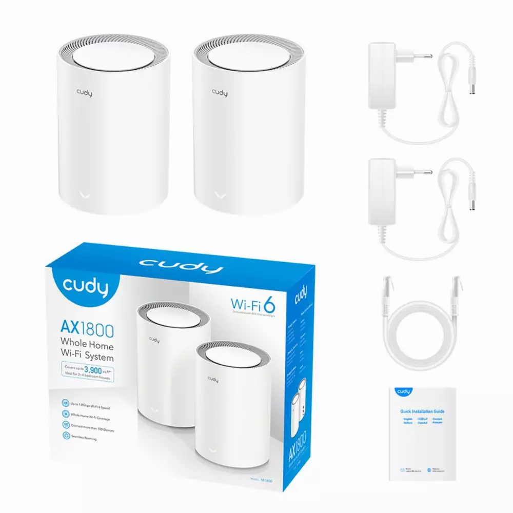 Безжична Mesh система Cudy AX1800, 2.4/5 GHz, 574 - 1201 Mbps, 10/100/1000