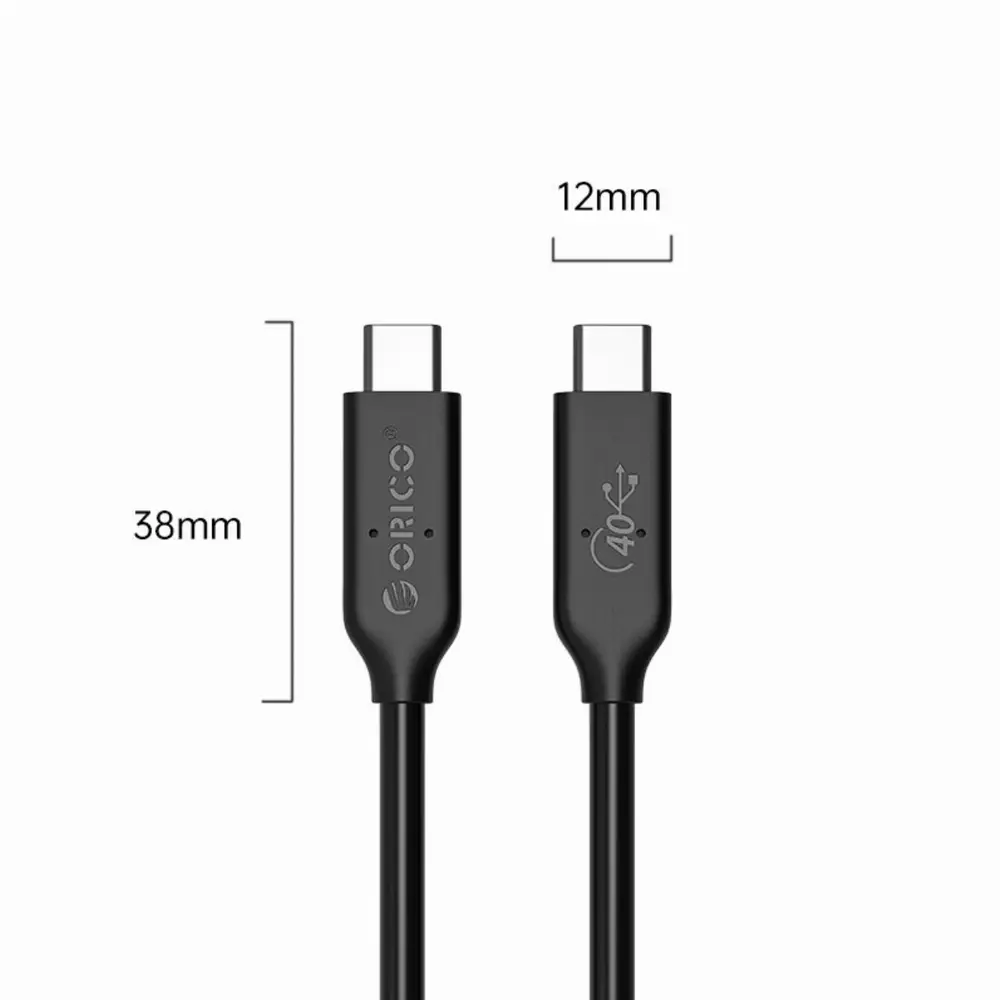 Orico кабел Cable USB4.0 40Gbps M/M 0.3m Black PD100W - U4C03-BK