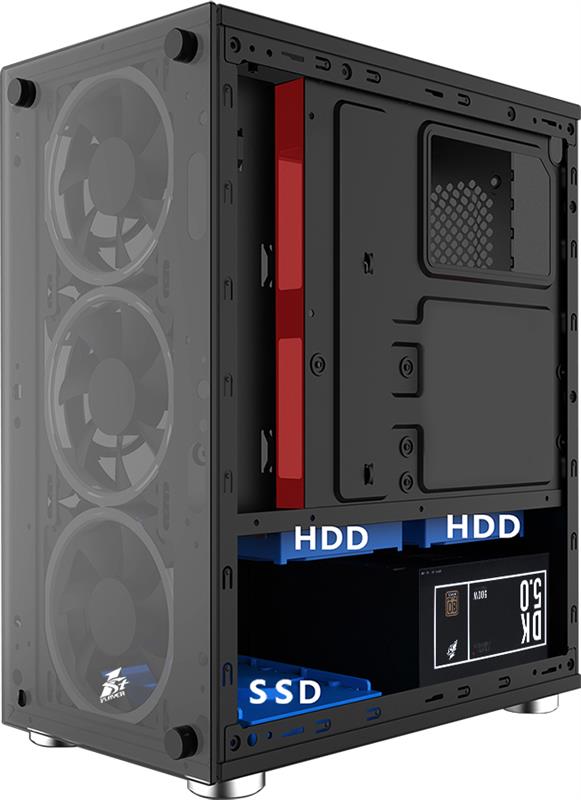 Кутия 1stPlayer X2 RGB Gaming Case mATX 3 Fans included