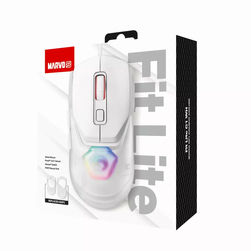 Геймърска мишка Marvo FIT LITE  White