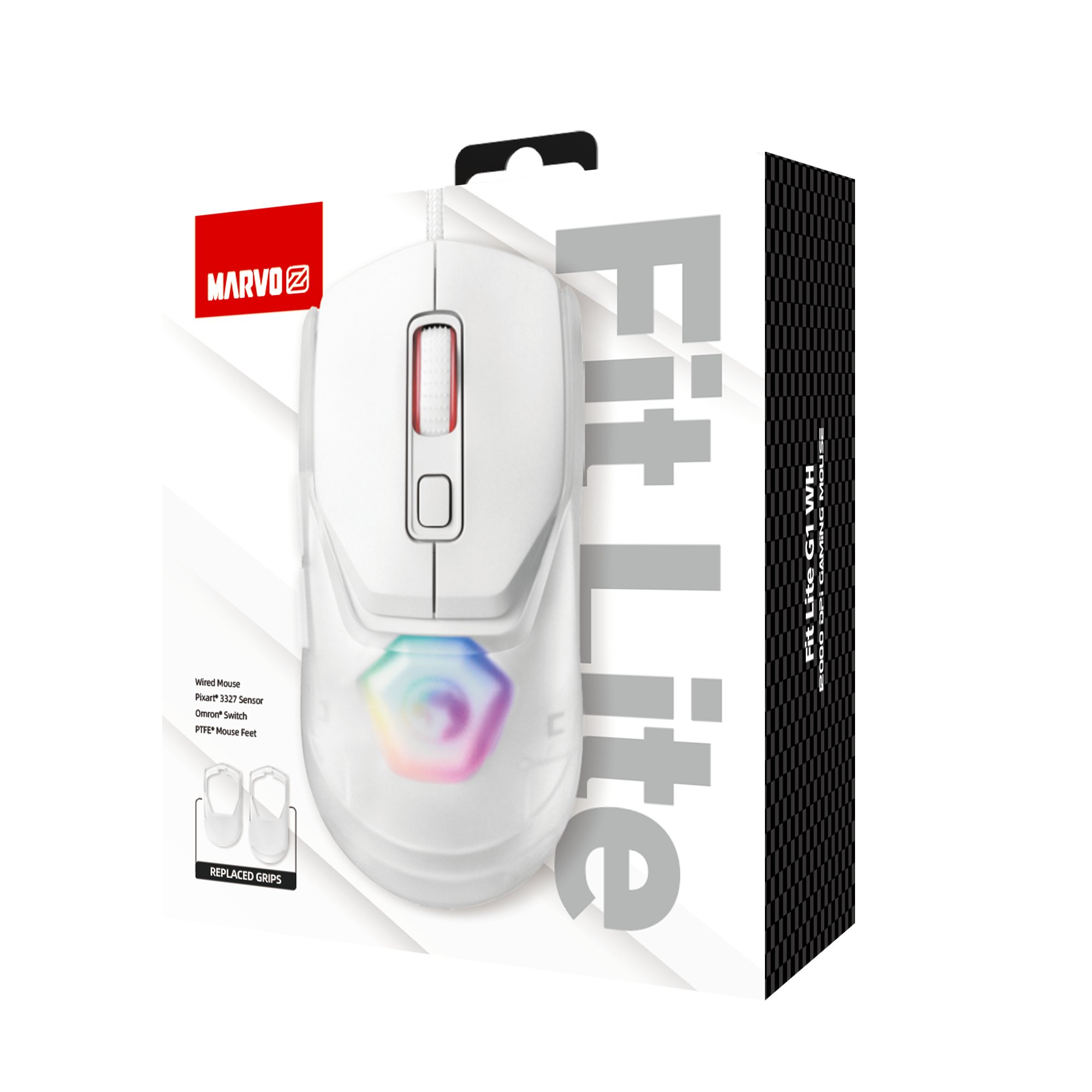 Геймърска мишка Marvo FIT LITE  White