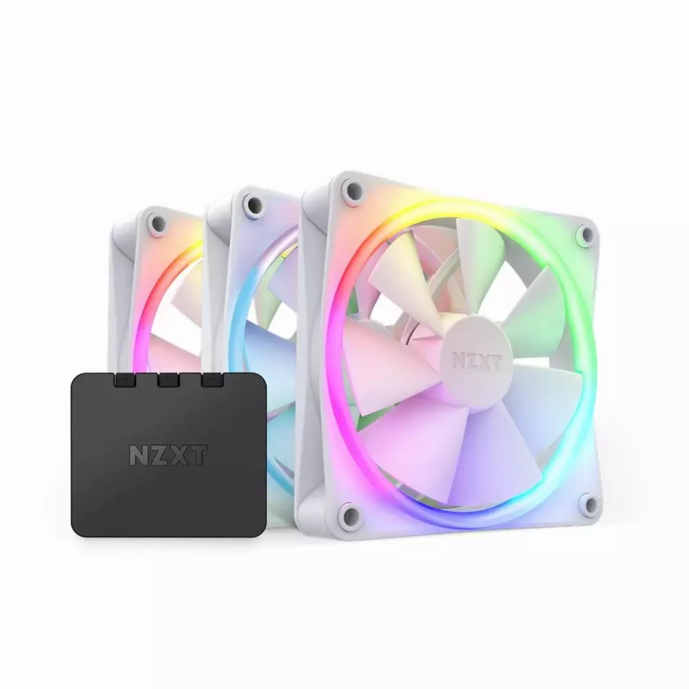 Lüfter NZXT F120 RGB Weiß + NZXT RGB Controller 3er Pack - RF-R12TF-W1