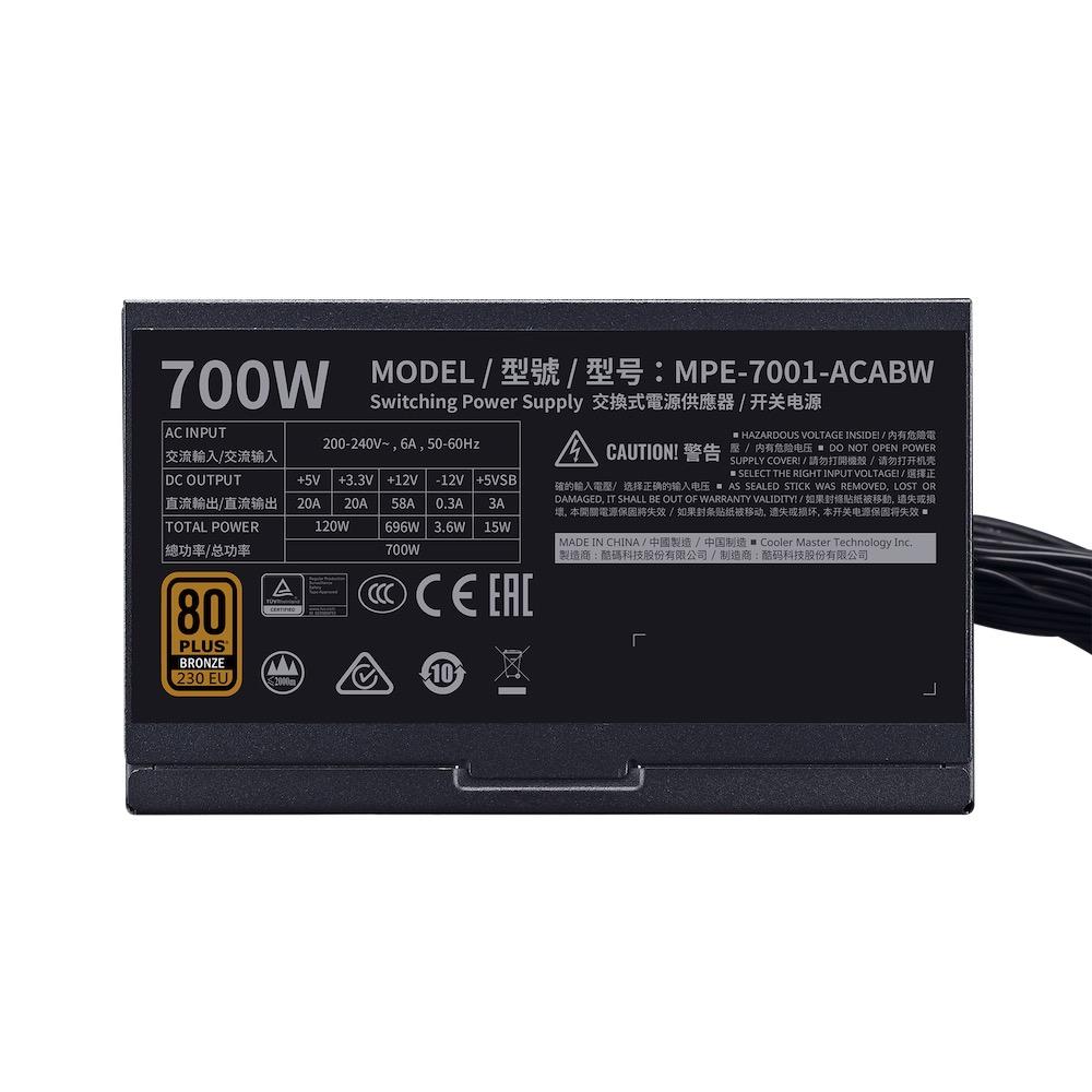 Захранване Cooler Master MWE Bronze 700W V2 80 Plus Bronze