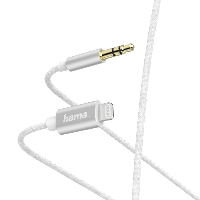Аудио кабел HAMA, Lightning мъжко - 3.5 mm аудио жак мъжко, 1.0 м, Бял