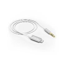 Аудио кабел HAMA, Lightning мъжко - 3.5 mm аудио жак мъжко, 1.0 м, Бял