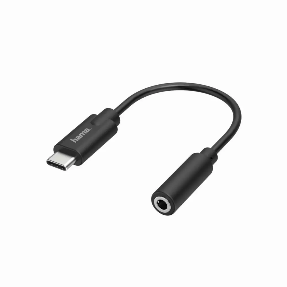 Аудио адаптер HAMA, USB-C мужское - 3.5 mm аудио разъем женское, Стерео, Черный