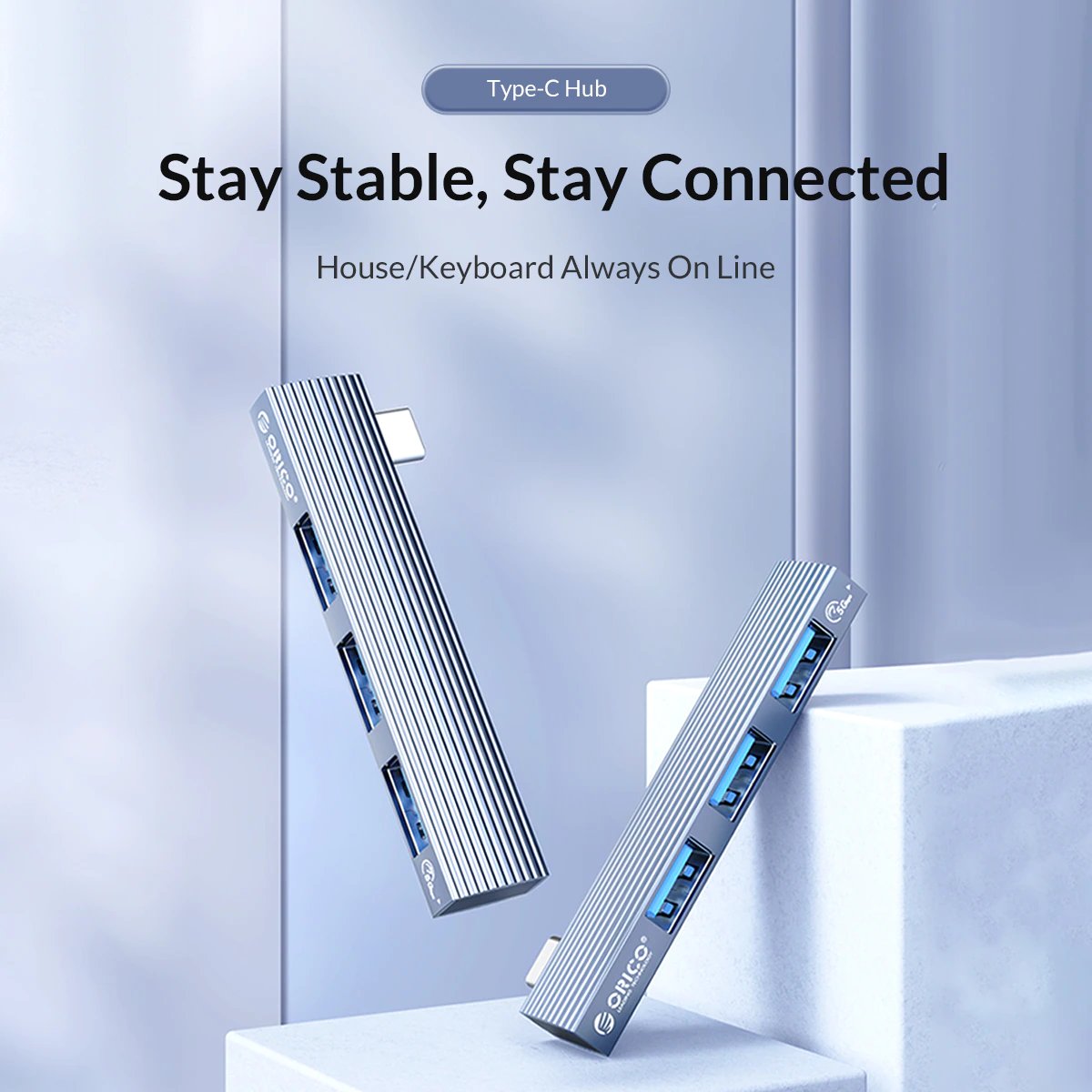 USB-Hub Orico HUB 3 port USB3.0/2.0 TYPE-C Aluminium - AH-W13-GY